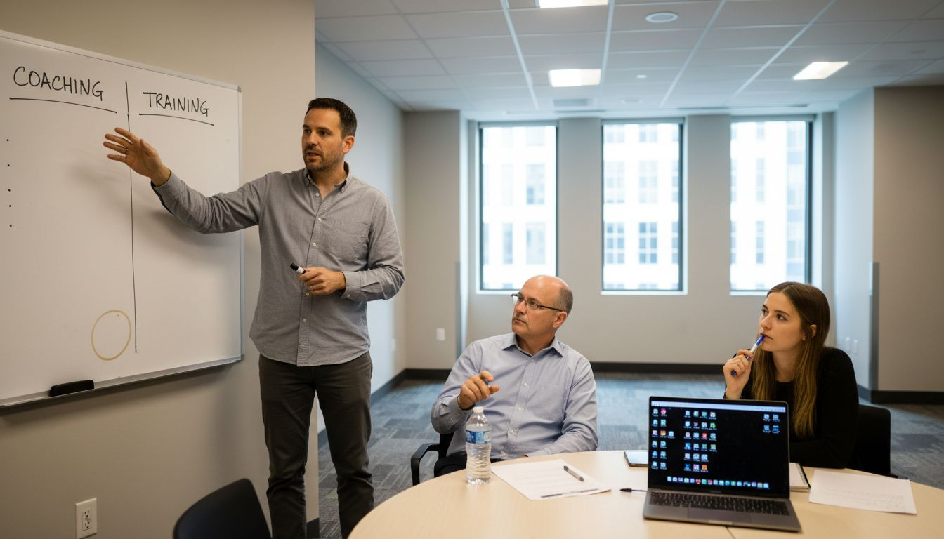Sales leader comparing coaching and training