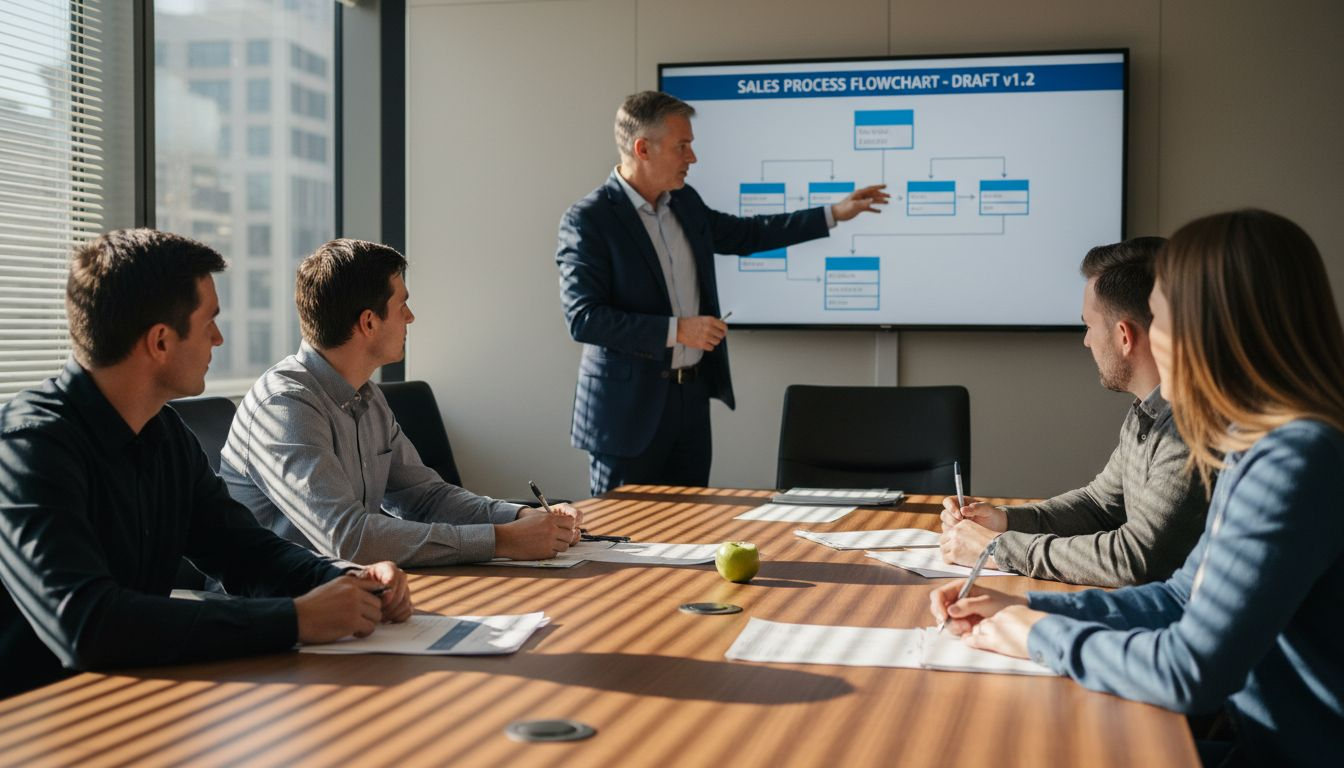 Team reviews sales enablement process flow