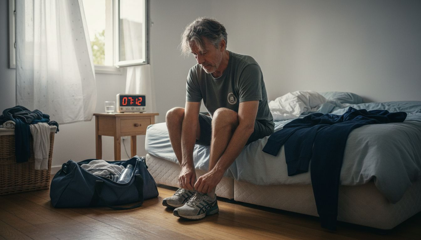 Man preparing for daily exercise routine