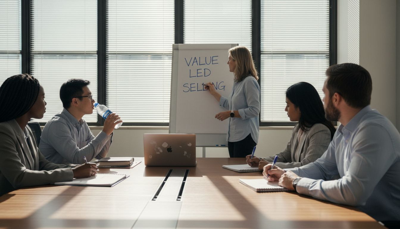 Sales team in B2B training session