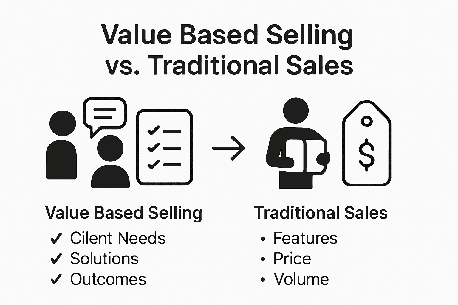 Infographic comparing value and traditional selling