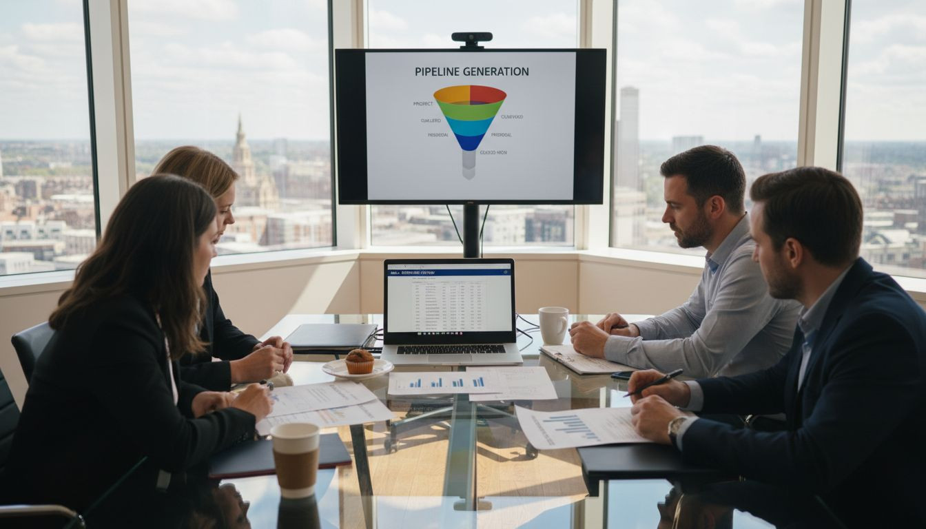 Sales team reviewing pipeline generation data