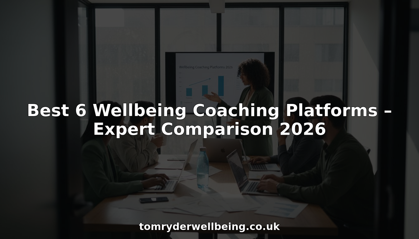 Team reviews wellbeing coaching platforms in bright office