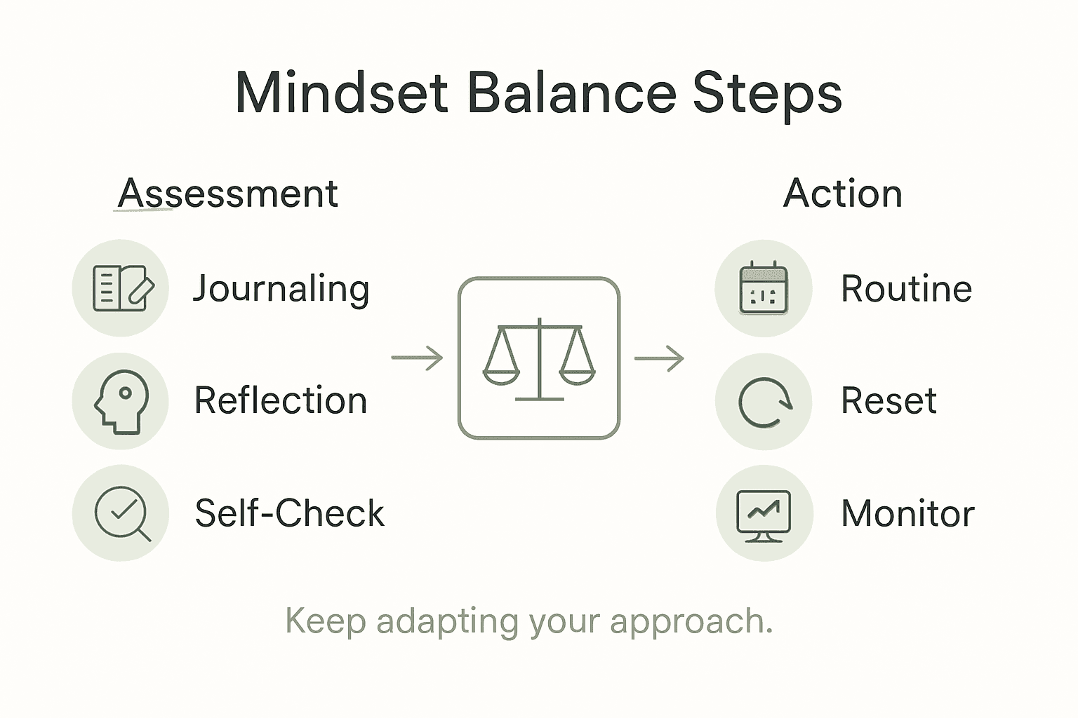Infographic showing mindset balance steps overview