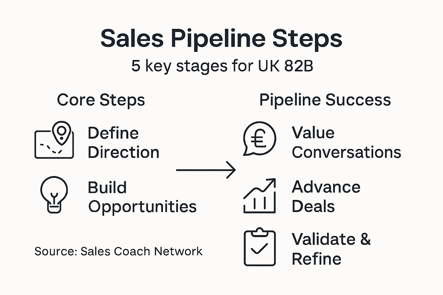 Infographic showing sales pipeline growth steps