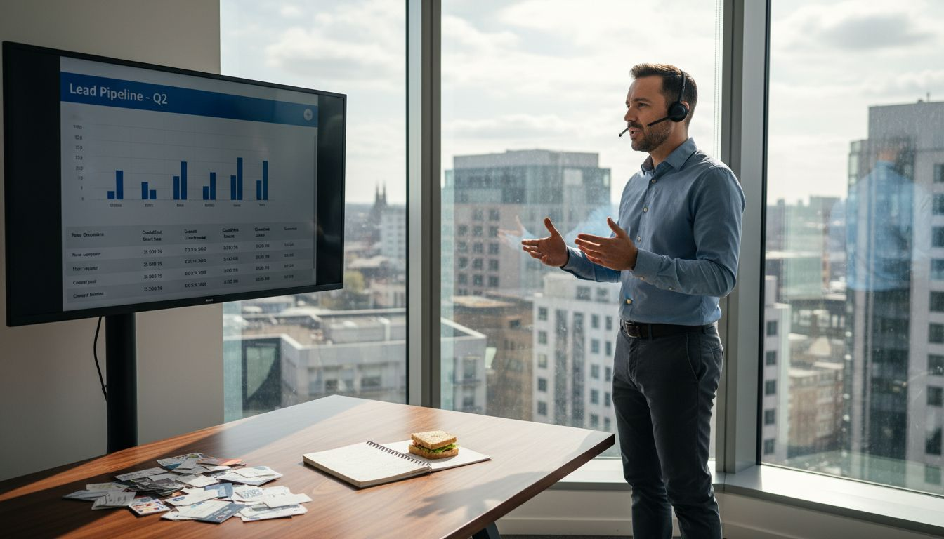 Manager leading sales team in office