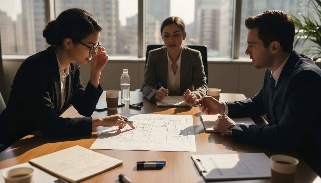 Team reviewing stakeholder mapping grid