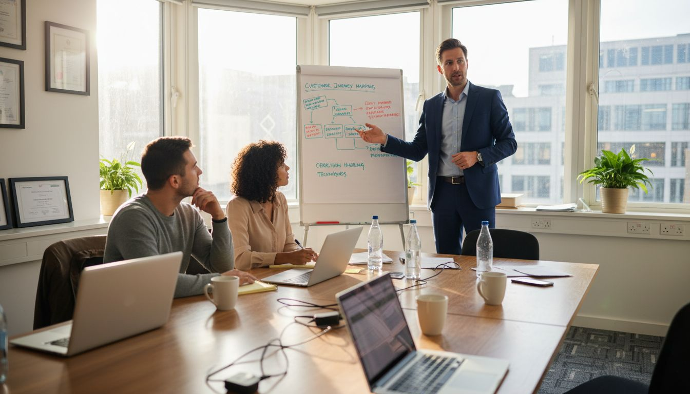 Sales training manager presenting to sales team