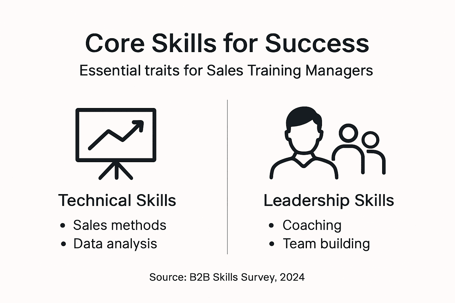 Infographic outlining core sales trainer skills