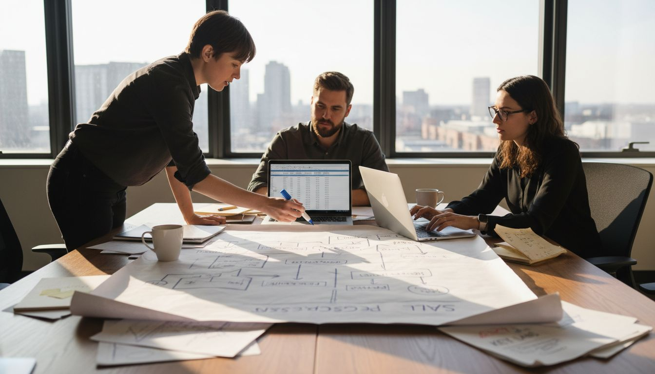 Team mapping out B2B sales process