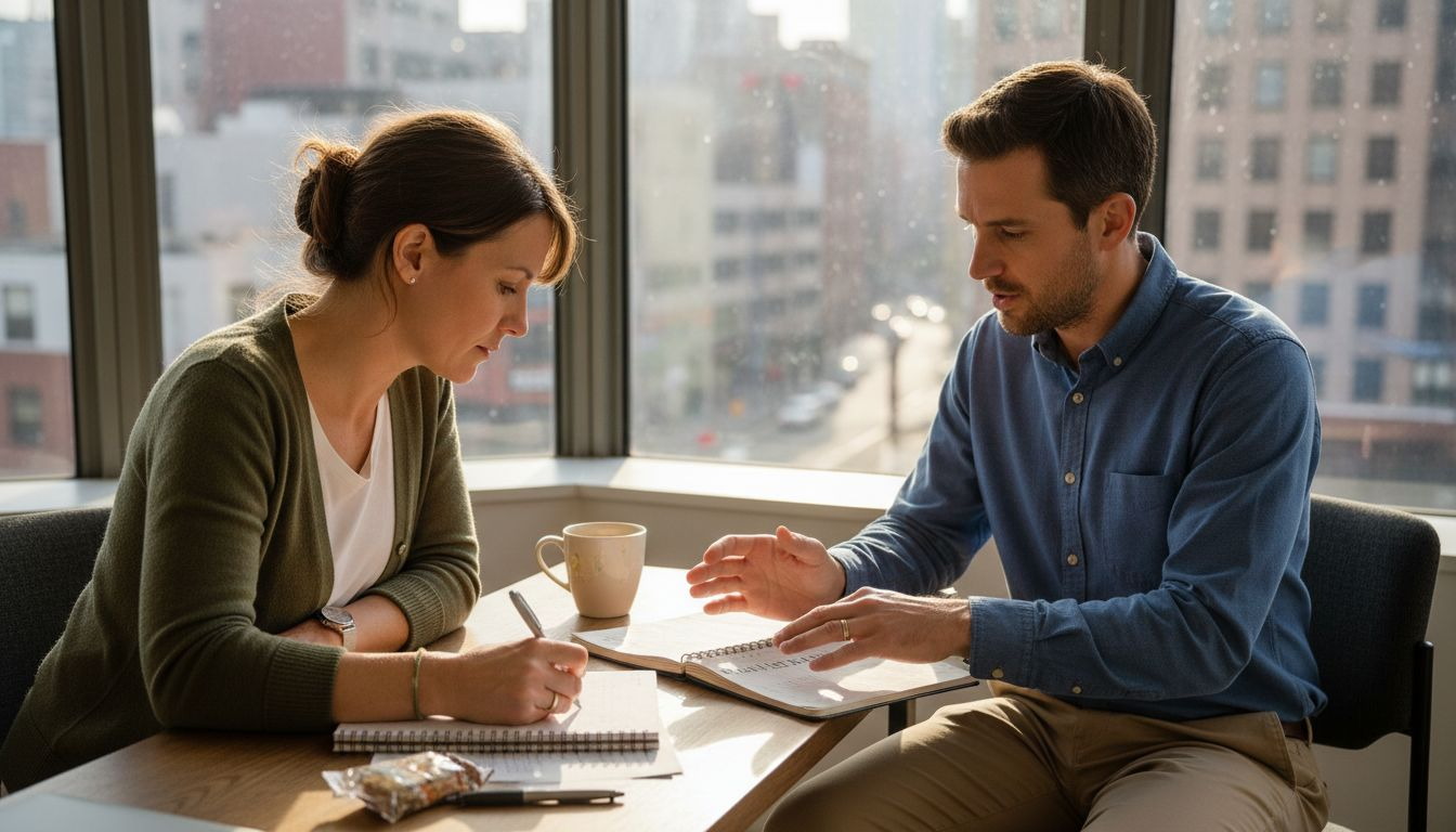 Coach and client in practical coaching session