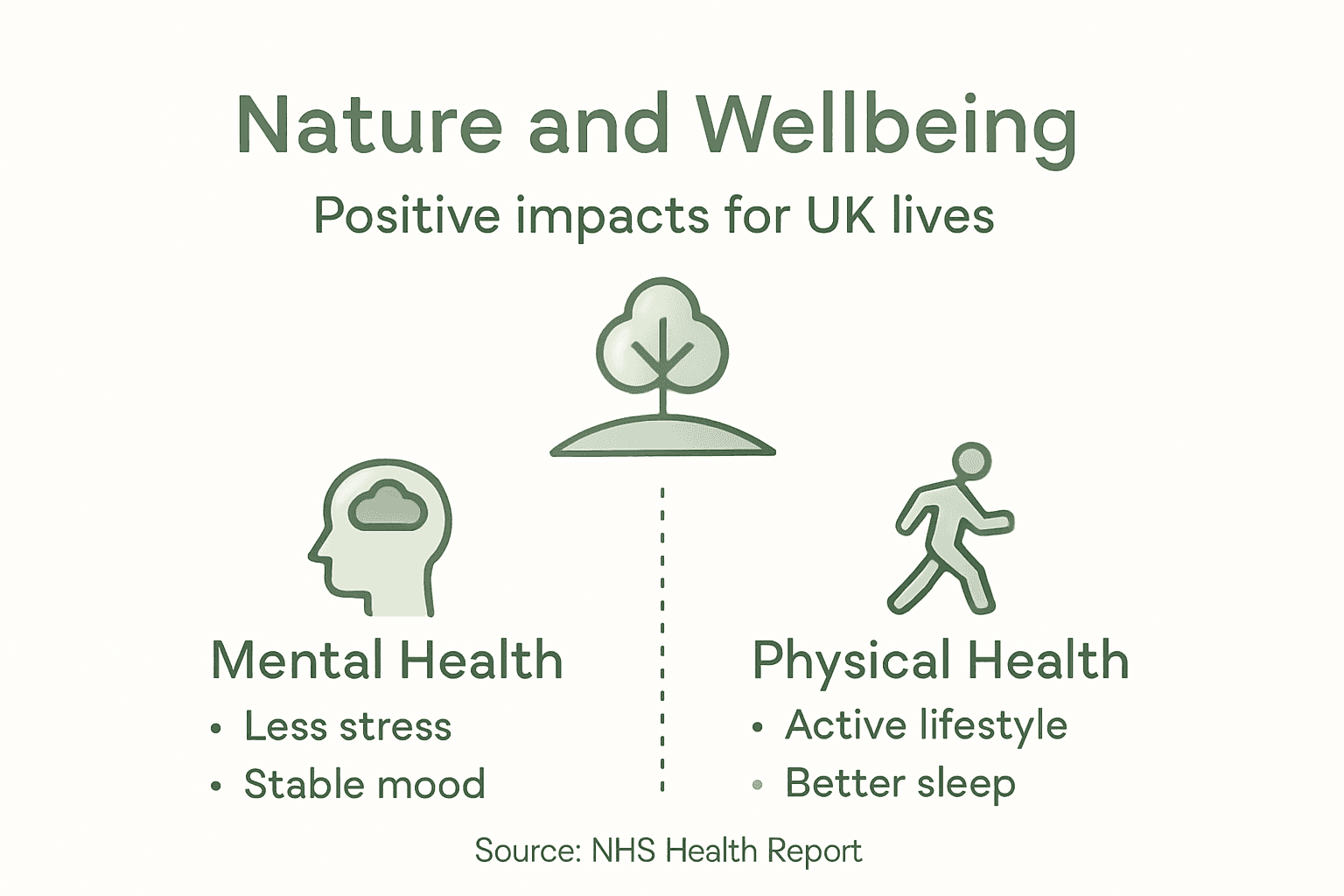 Infographic showing nature’s benefits for UK wellbeing