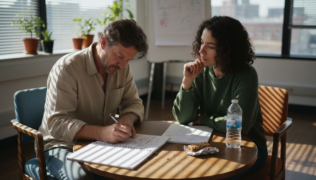 Employee and manager collaborating on wellbeing plan