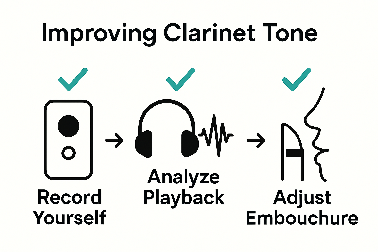 Infographic on steps to improve clarinet tone