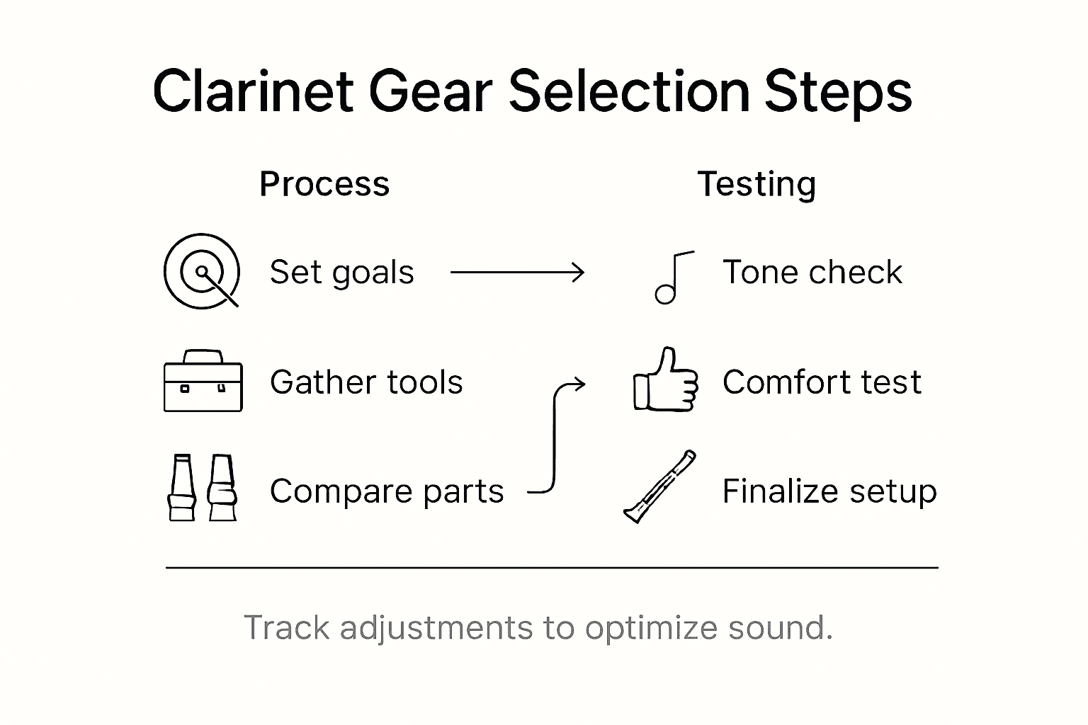 Infographic clarinet equipment selection process