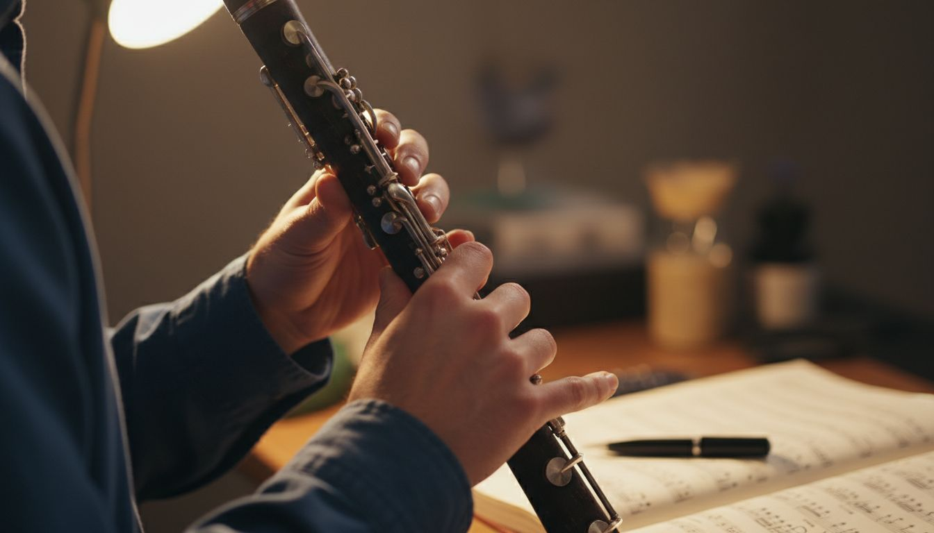 Clarinet player demonstrating correct hand position