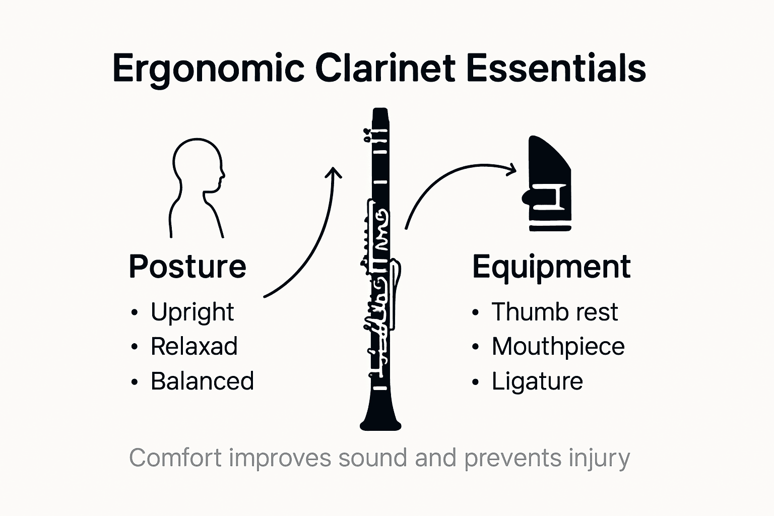 Infographic showing clarinet ergonomic essentials
