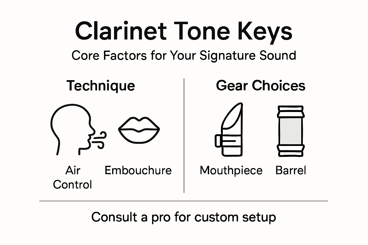 Infographic clarinet tone core elements overview