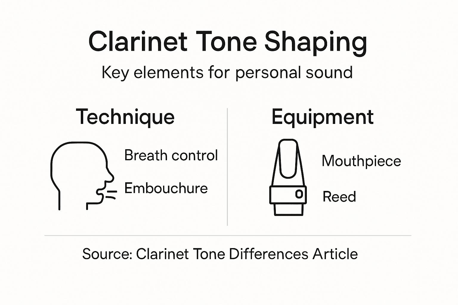 Infographic clarinet tone shaping overview