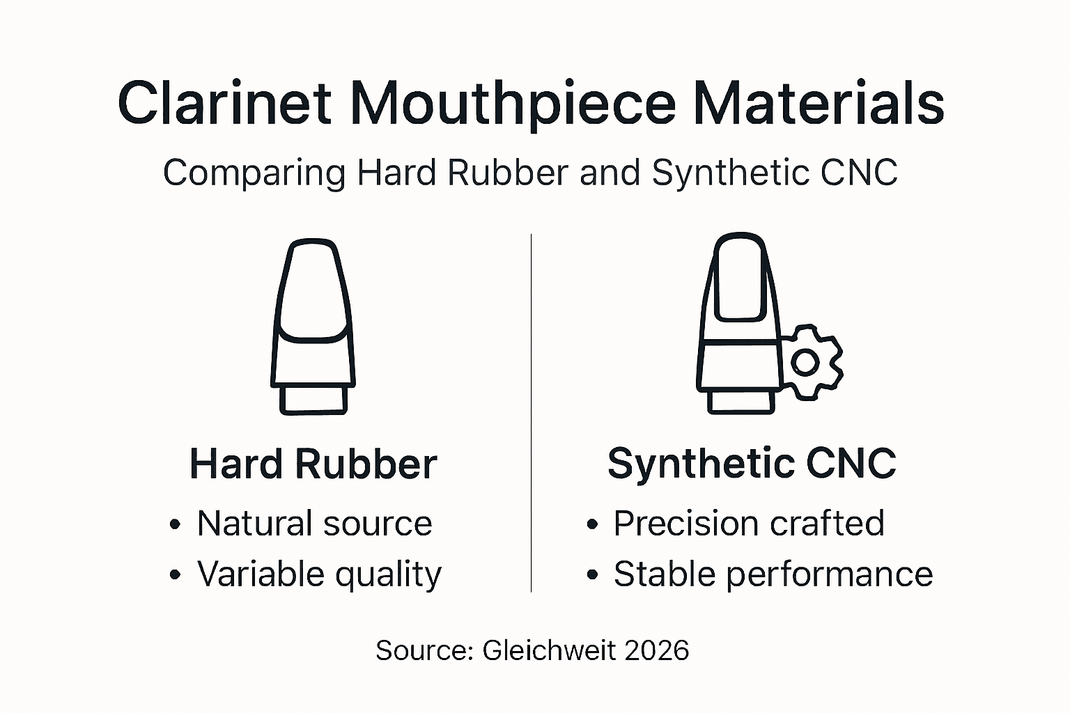 Infographic comparing mouthpiece materials
