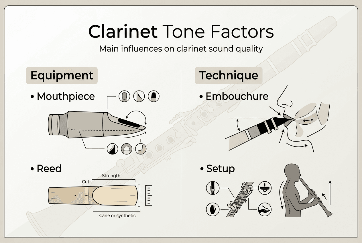 Infographic clarinet tone factors equipment and technique