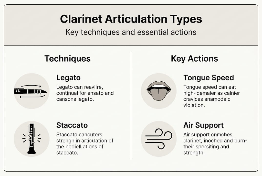 Infographic clarinet articulation types and actions