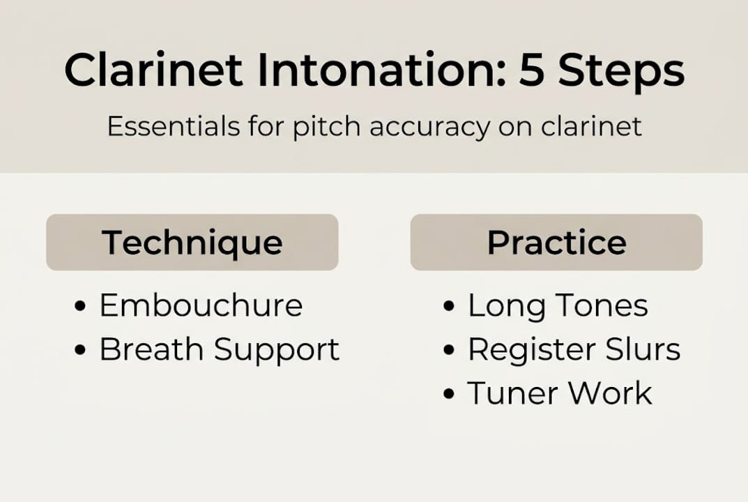 Infographic clarinet intonation five steps summary
