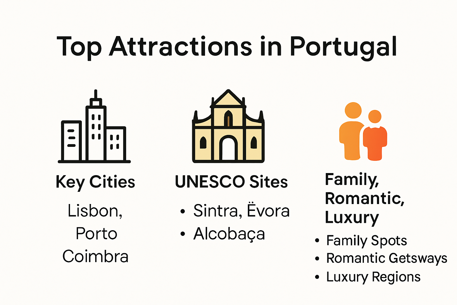 Portugal destination highlights overview infographic