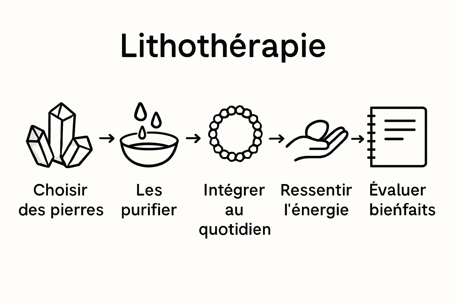 Infographie : les 5 étapes clés d’un rituel en lithothérapie