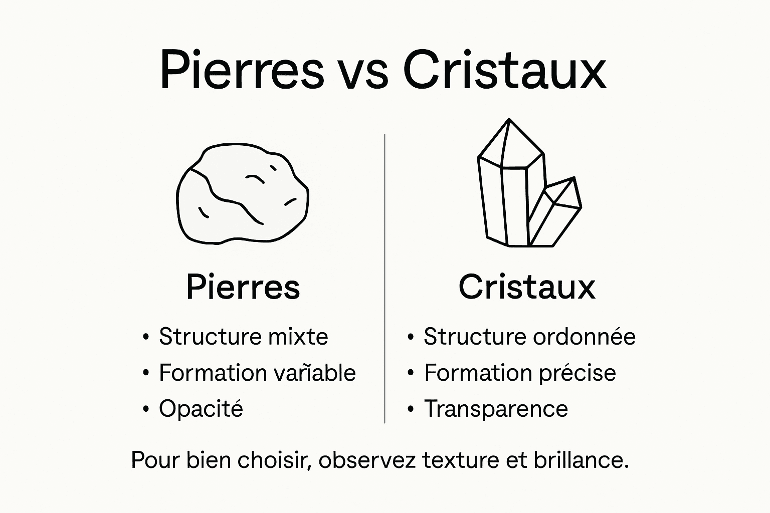 Infographie : tout savoir sur les différences entre pierres et cristaux