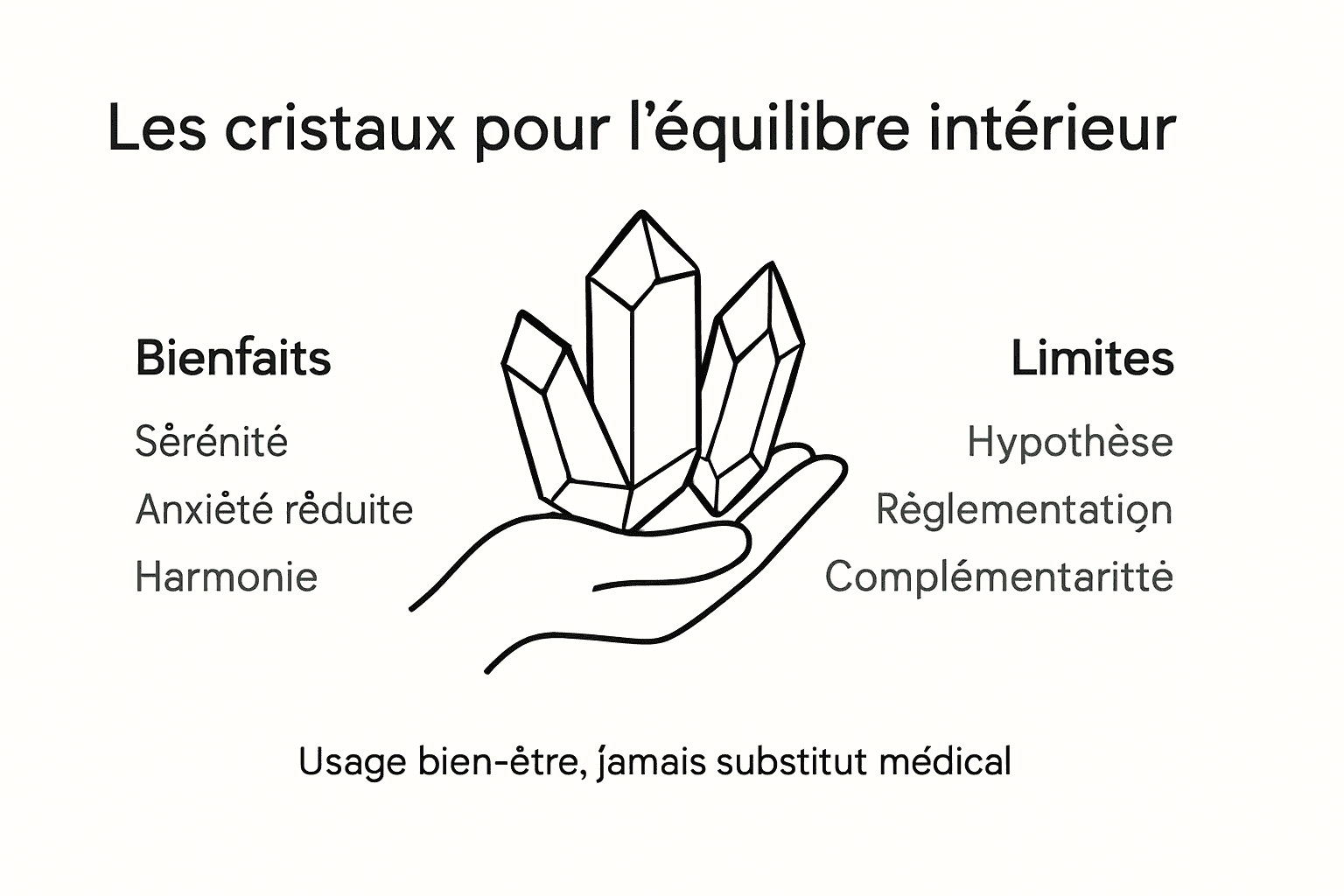 Infographie : atouts et limites des pierres et cristaux