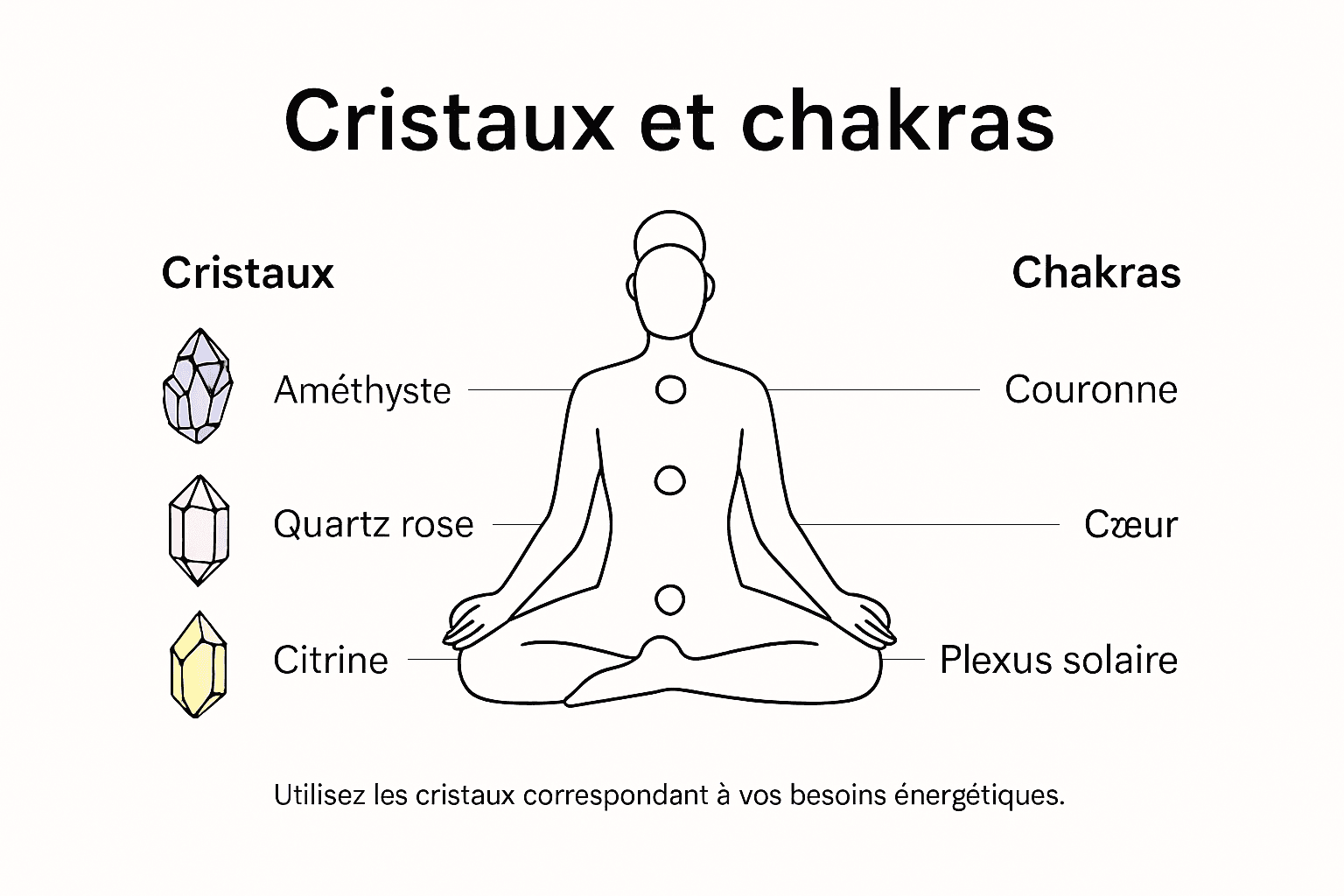 Infographie : les bienfaits des cristaux et leur influence sur les chakras