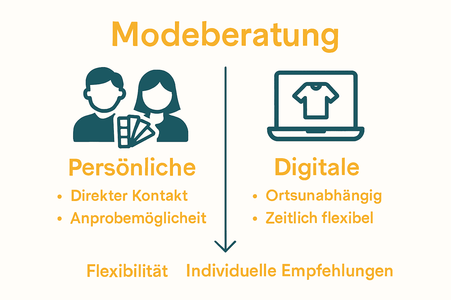 Infografik Vorteile persönlicher gegen digitaler Modeberatung