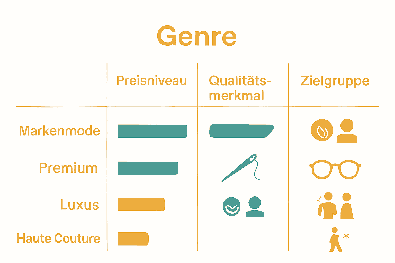 Vergleichende Infografik zu Genres von Markenmode