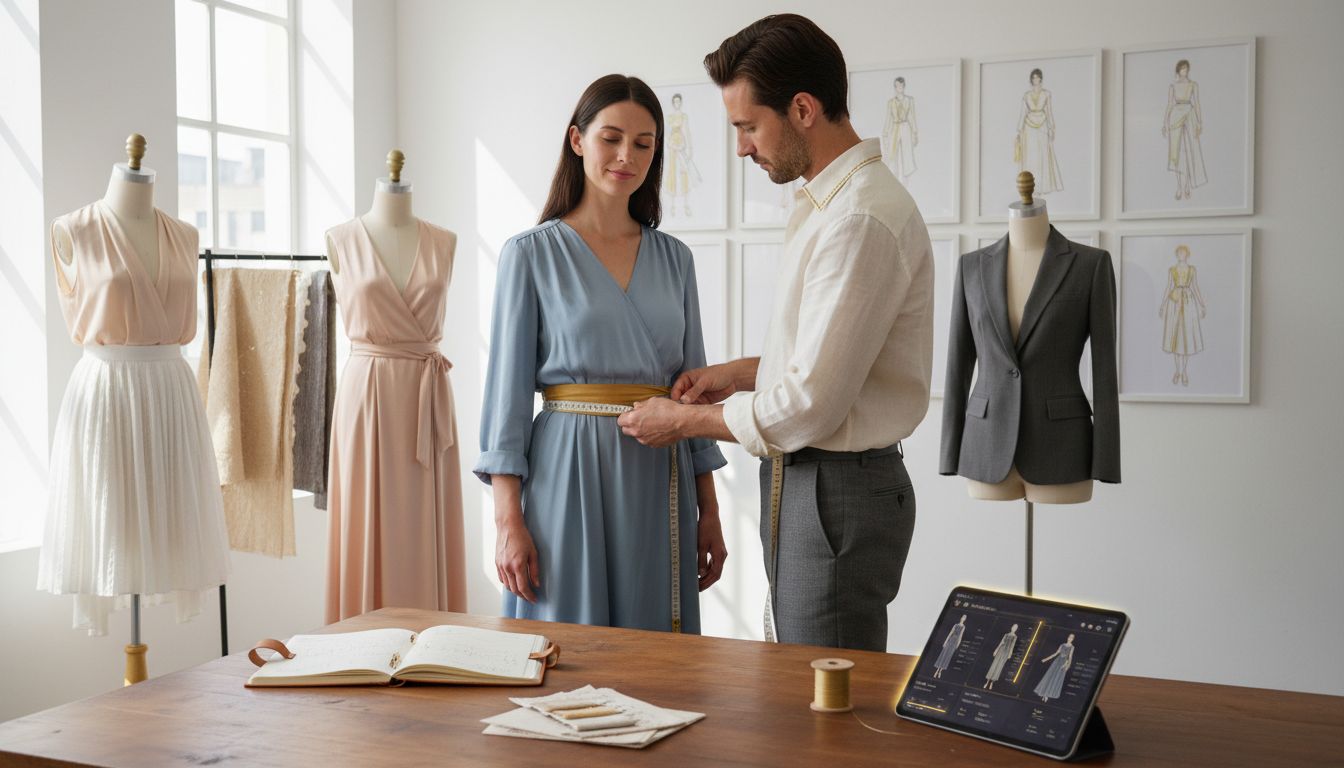 Berater misst Taille für perfekte Passform