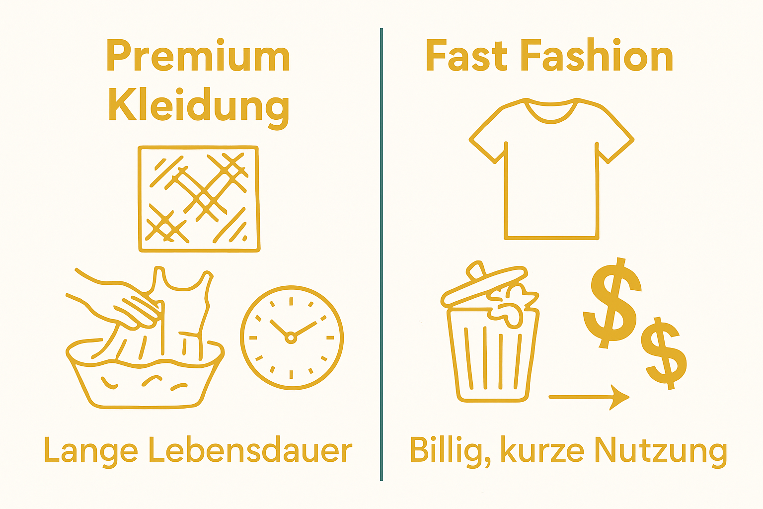 Infographic premium clothing versus fast fashion