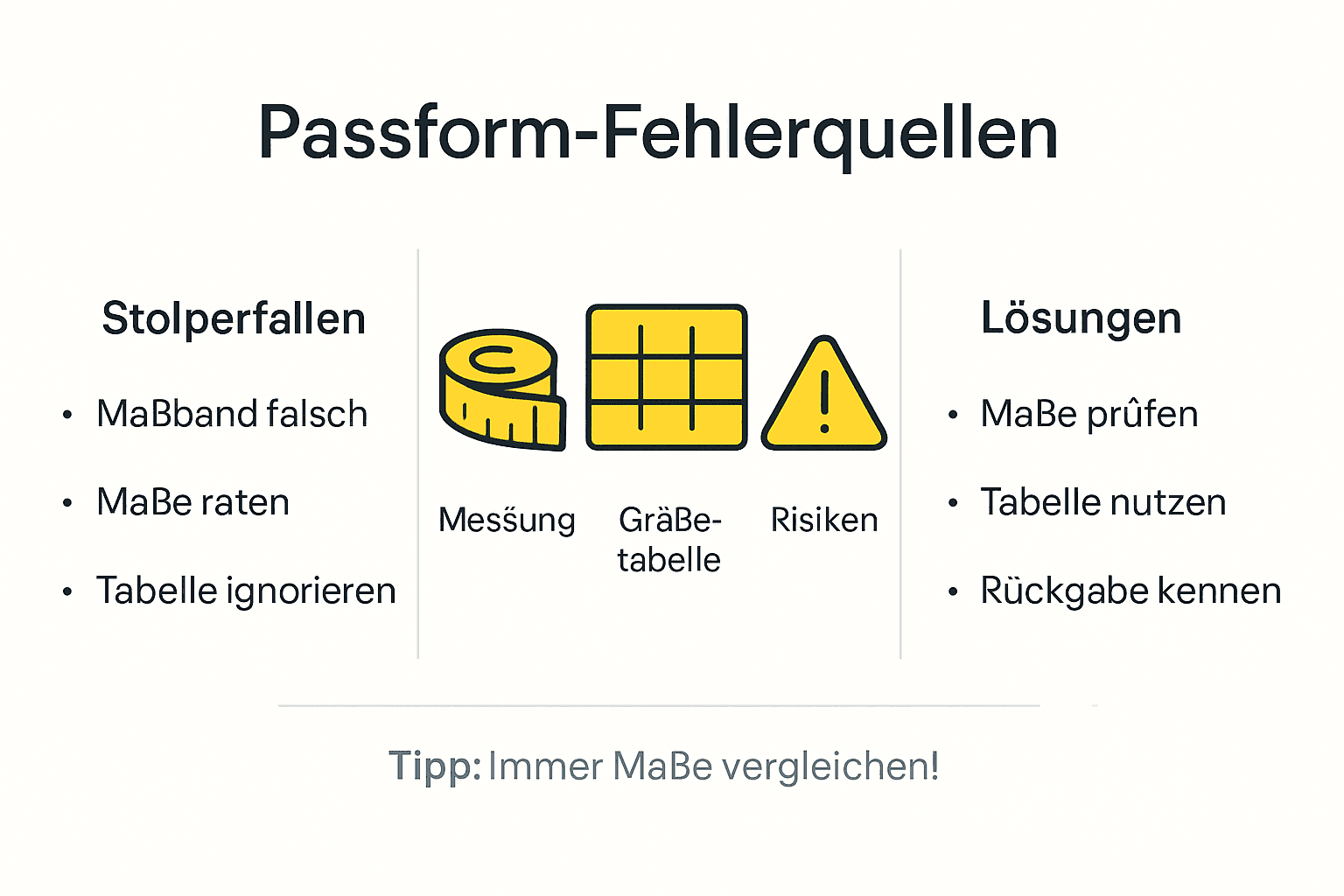 Infografik: Typische Ursachen für Passformprobleme beim Online-Shopping