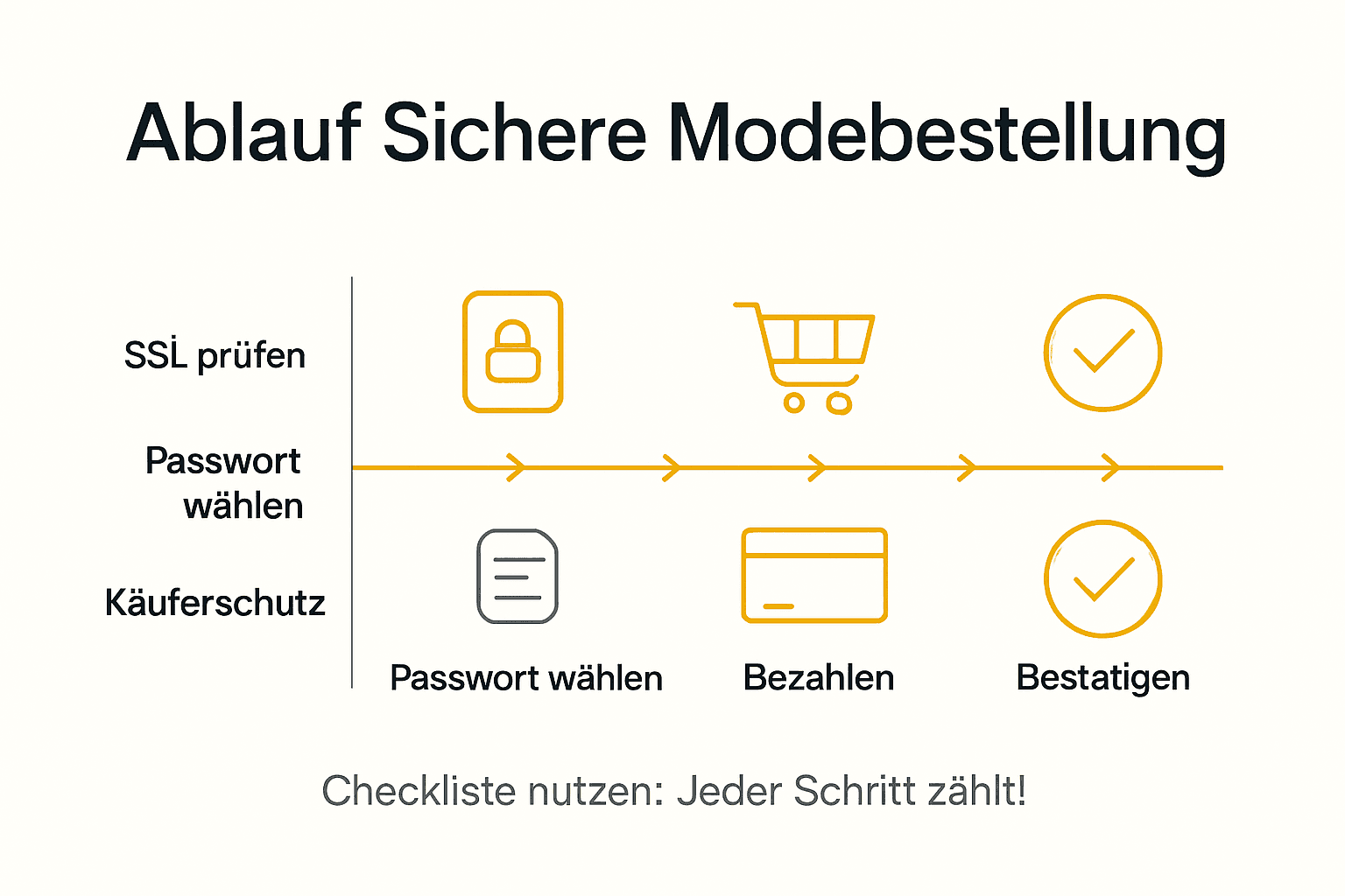 Infografik: So funktioniert eine sichere Bestellung von Mode – Schritt für Schritt erklärt