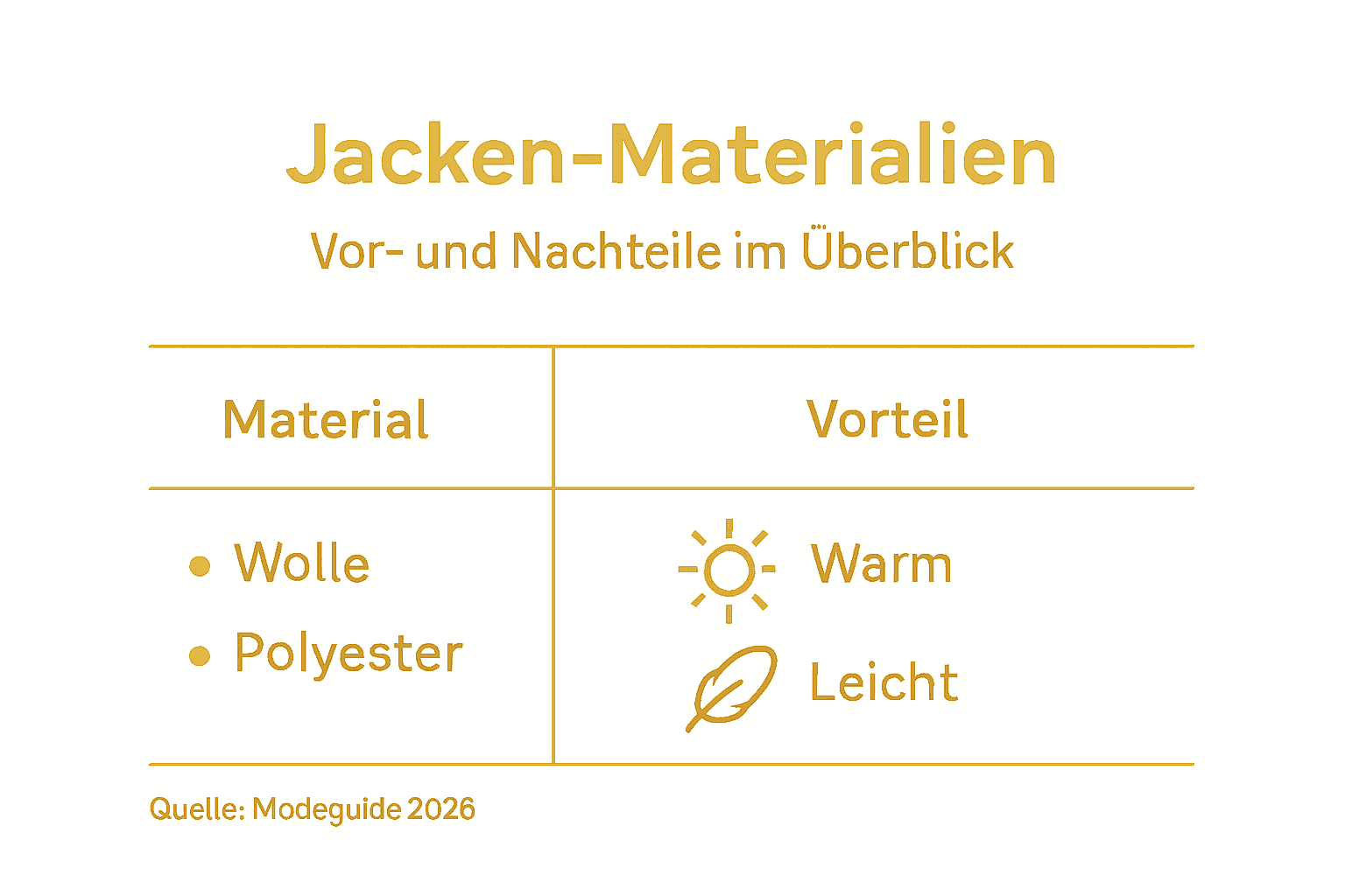 Infografik: Die wichtigsten Jackenmaterialien und ihre Vorteile im Überblick