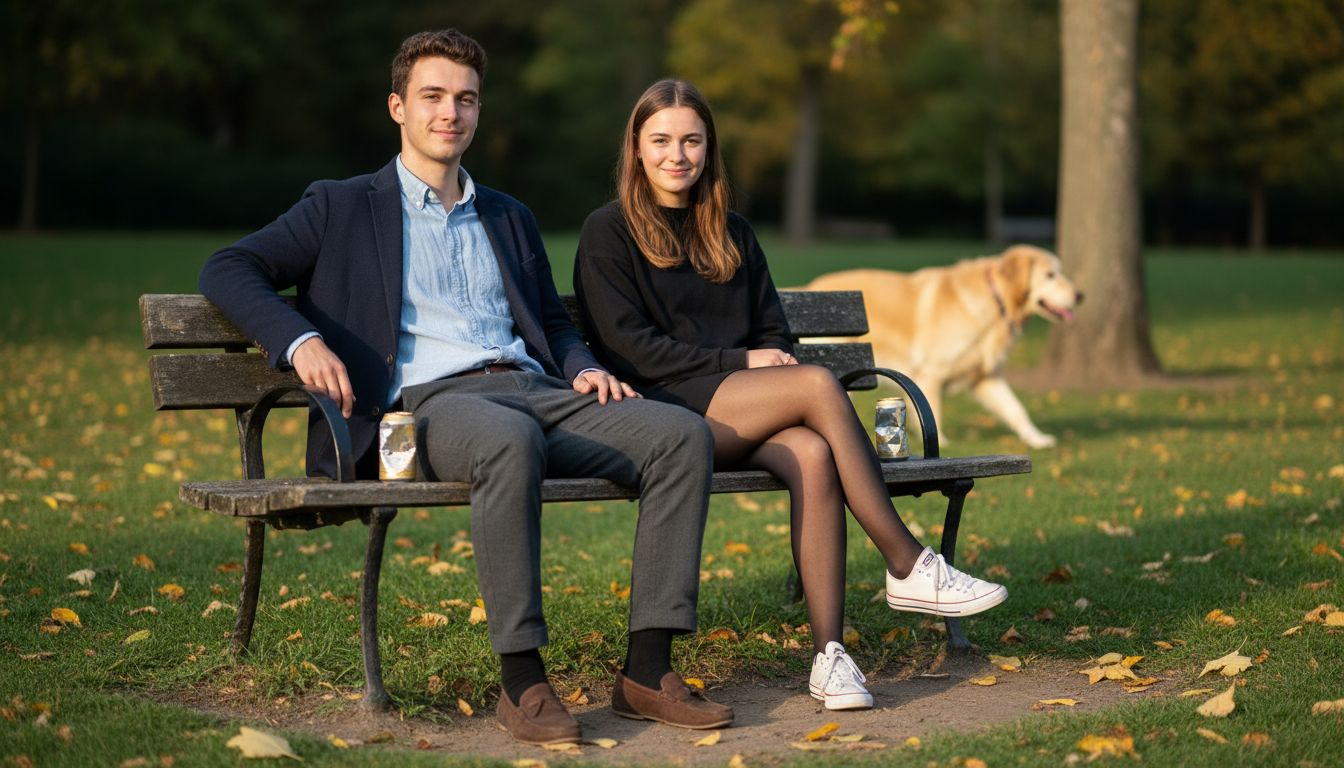 Menschen im Park, die mit ihrem außergewöhnlichen Stil alle Blicke auf sich ziehen.