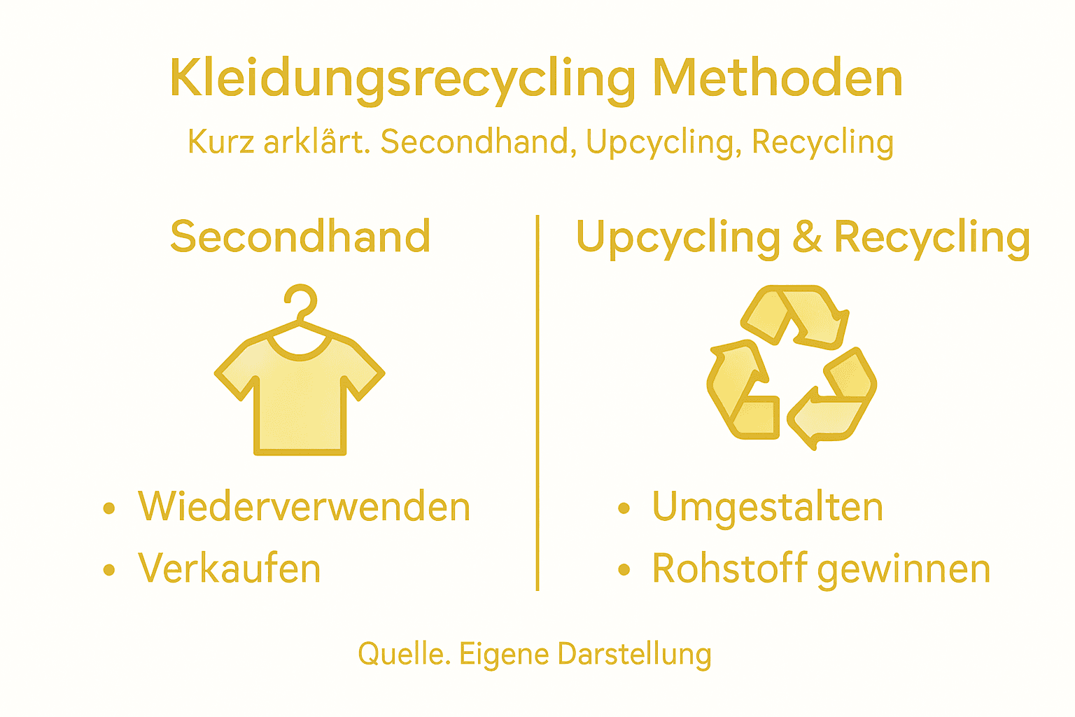 Die Infografik gibt einen Überblick über verschiedene Möglichkeiten, wie Kleidung recycelt werden kann.