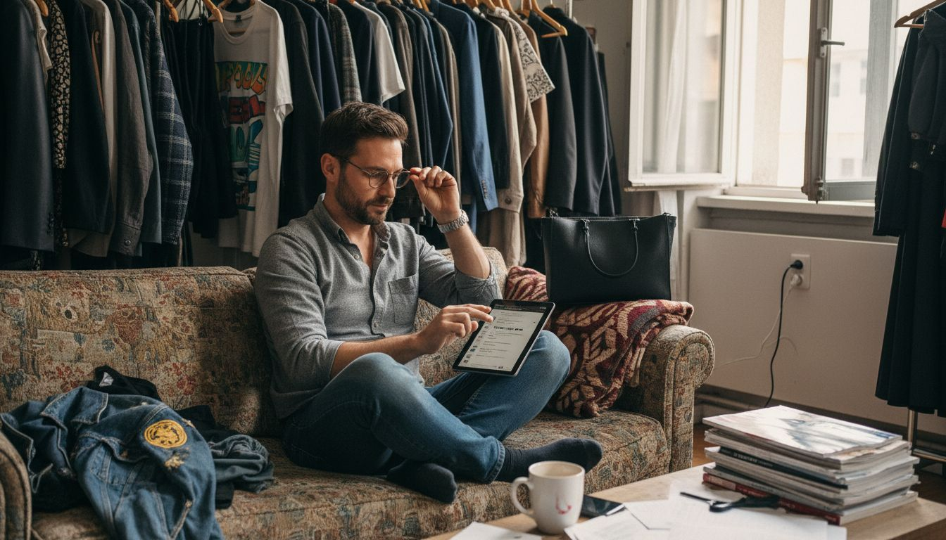 Eine Influencerin arbeitet in einem Modeatelier und gibt Einblicke in aktuelle Trends und kreative Prozesse.