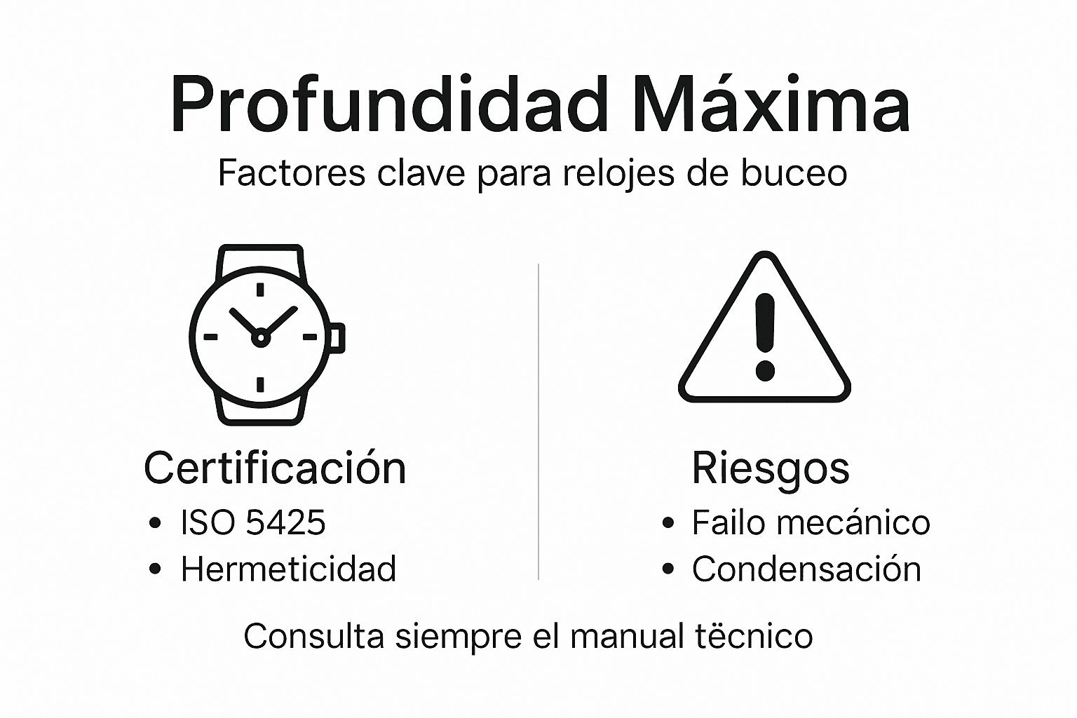 Infografía con los aspectos fundamentales sobre la certificación de profundidad en relojes