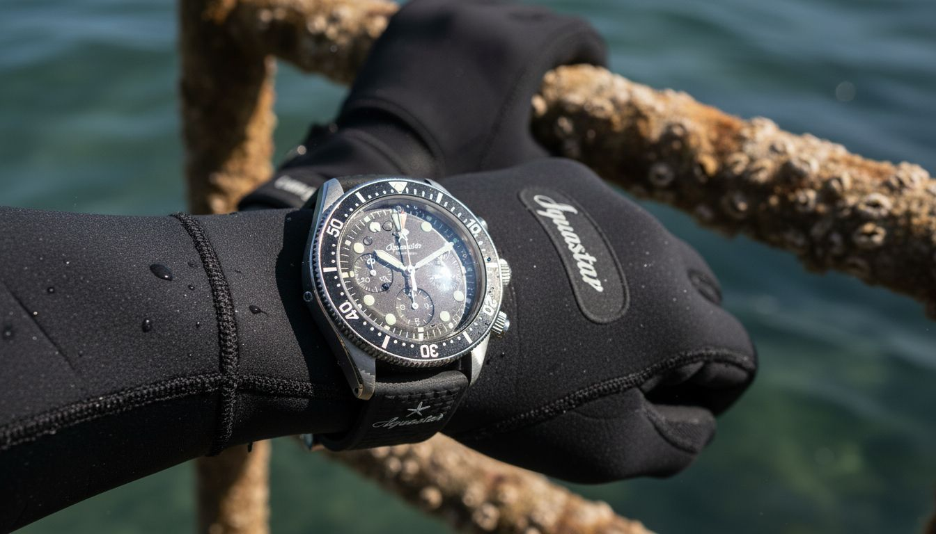 Underwater close-up of dive chronograph