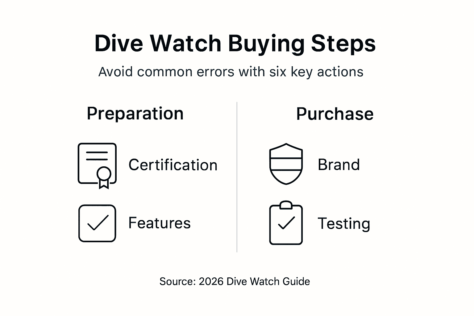 Dive watch buying steps infographic