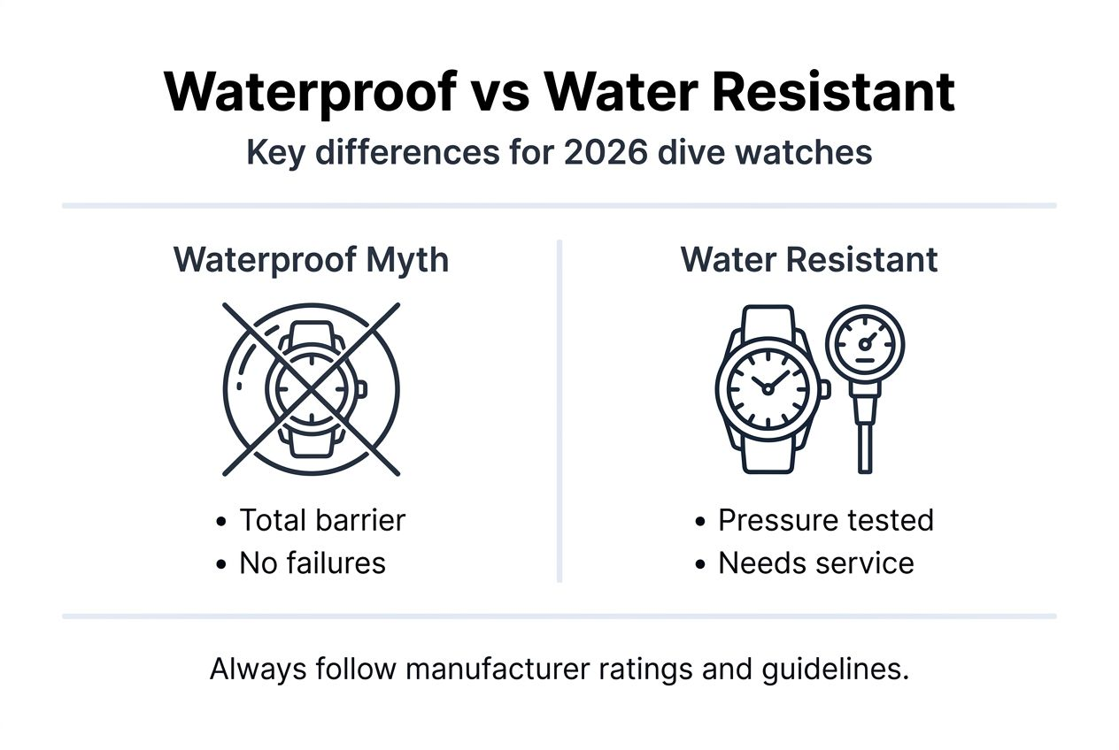 Infographic comparing waterproof and water resistant