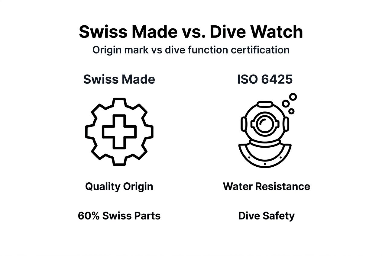 Infographic comparing Swiss Made and ISO 6425