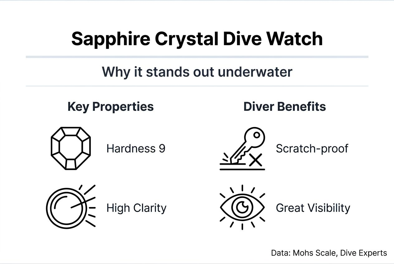 Infographic on sapphire crystal watch properties and benefits