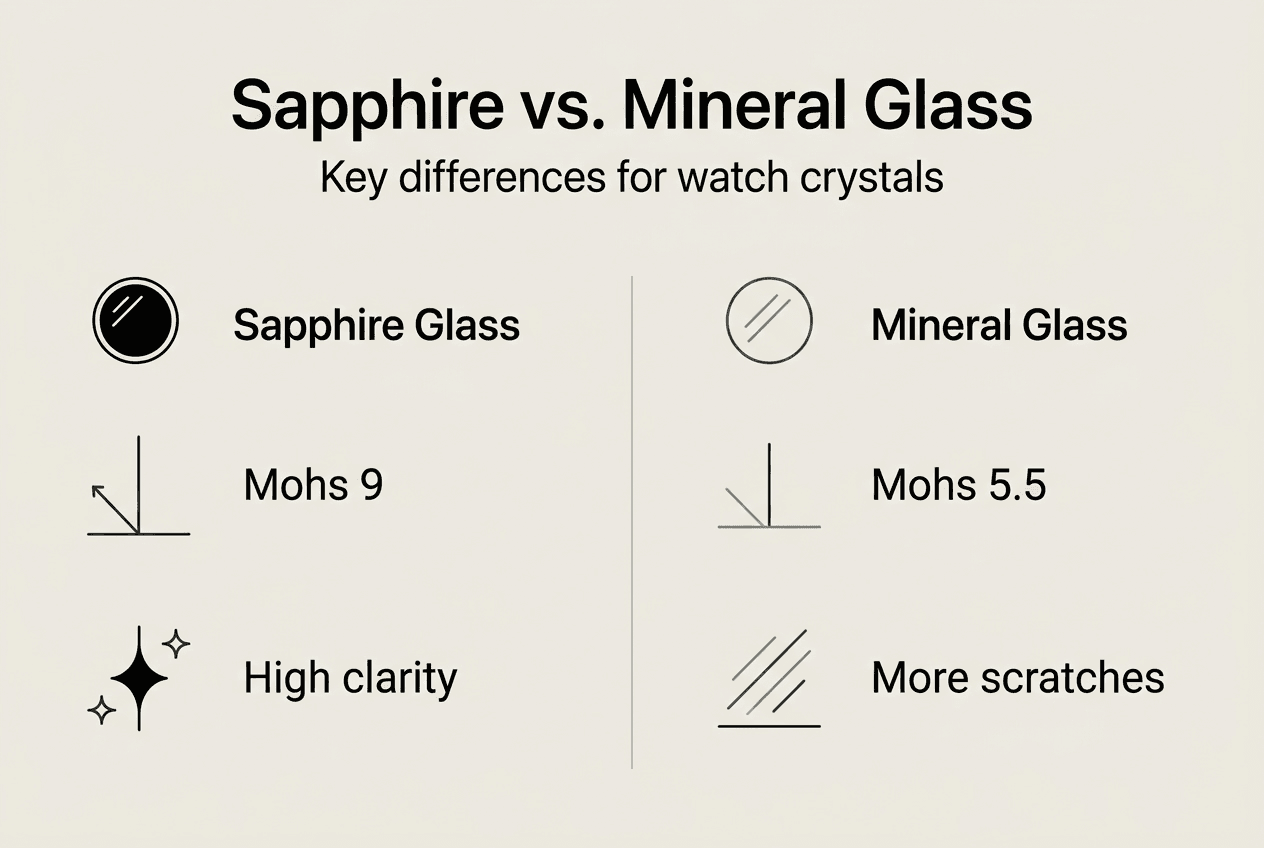 Infographic comparing sapphire and mineral glass features