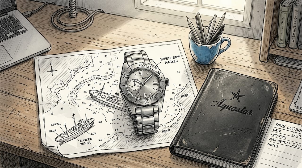Dive watch tracking safety stop interval